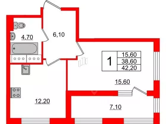 1-к кв. Санкт-Петербург ул. Парфеновская, 9к1 (41.9 м) - Фото 0