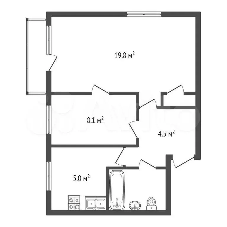 2-к. квартира, 42 м, 3/5 эт. - Фото 0