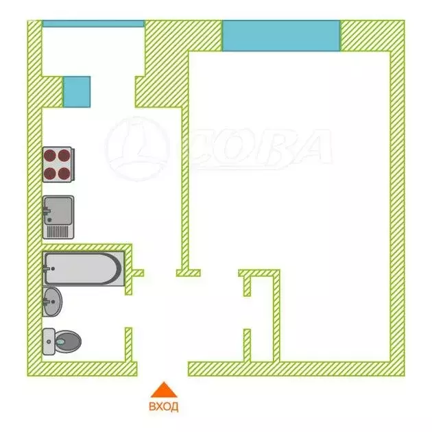 1-комнатная квартира: Тобольск, 8-й микрорайон, 15 (36.5 м) - Фото 1