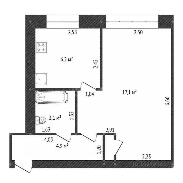 1-к кв. Башкортостан, Уфа Кольцевая ул., 137 (31.9 м) - Фото 2