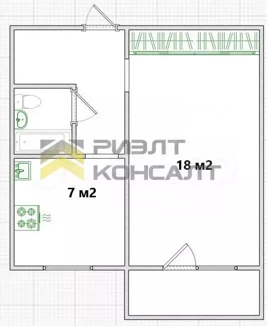 1-к. квартира, 36,7 м, 4/5 эт. - Фото 0