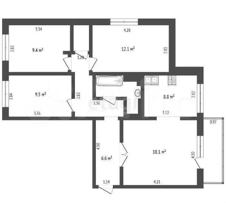 4-к. квартира, 76,5 м, 7/9 эт. - Фото 0