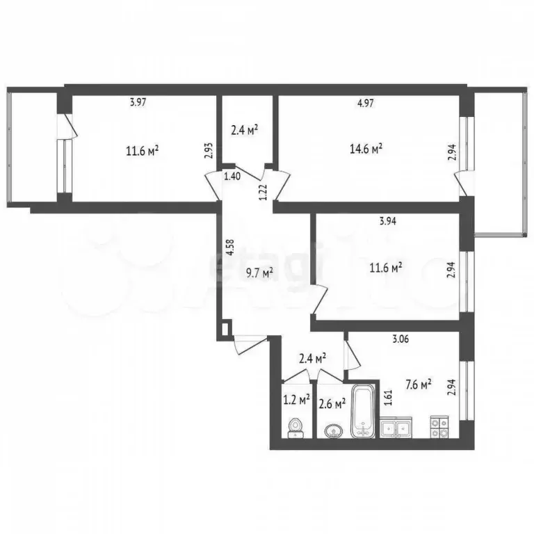 3-к. квартира, 63 м, 7/9 эт. - Фото 0