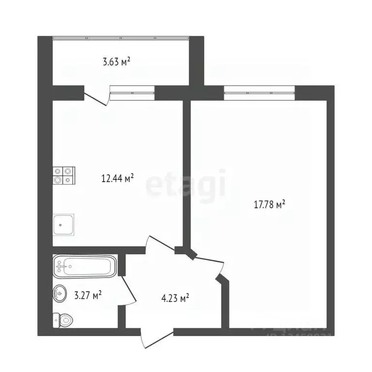 1-к кв. Марий Эл, Медведево городское поселение, Медведево пгт ул. ... - Фото 2