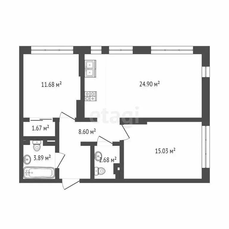 2-комнатная квартира: Тюмень, Алматинская улица, 4 (68.5 м) - Фото 1