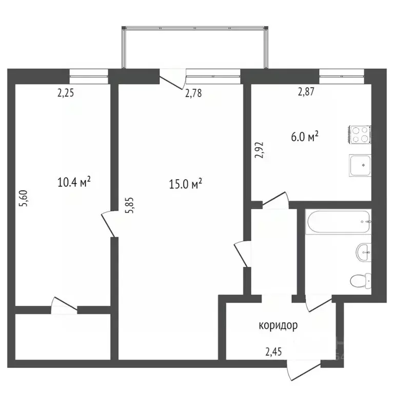 2-к кв. Крым, Симферополь городской округ, Аэрофлотский пгт ул. ... - Фото 0