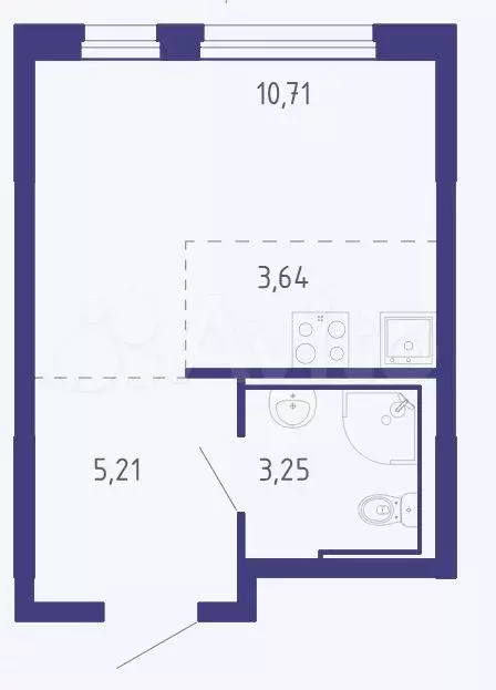 Квартира-студия, 22,8 м, 7/17 эт. - Фото 1