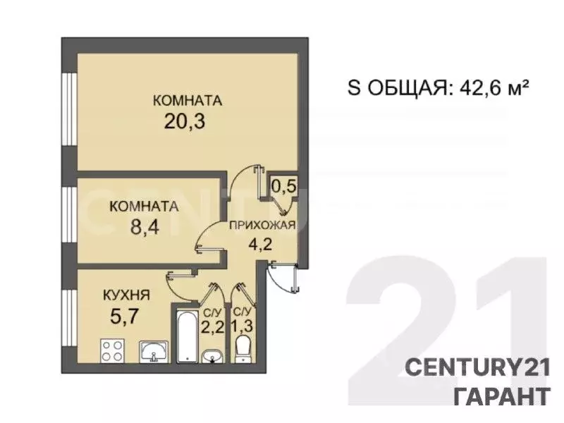 2-к кв. Санкт-Петербург пос. Саперный, Дорожная ул., 7 (42.6 м) - Фото 2