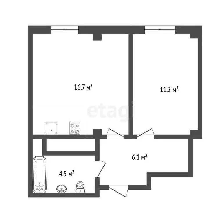 1-комнатная квартира: Тюмень, улица Николая Никитина, 6 (38.6 м) - Фото 0