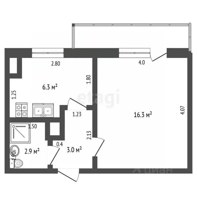 1-к кв. Крым, Симферополь ул. Миллера (30.5 м) - Фото 2