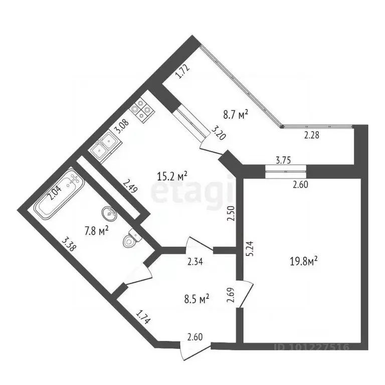 1-к кв. Ханты-Мансийский АО, Нягань 6-й мкр, 2 (51.3 м) - Фото 1