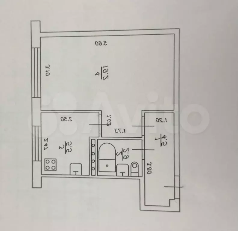1-к. квартира, 32,1 м, 3/5 эт. - Фото 0
