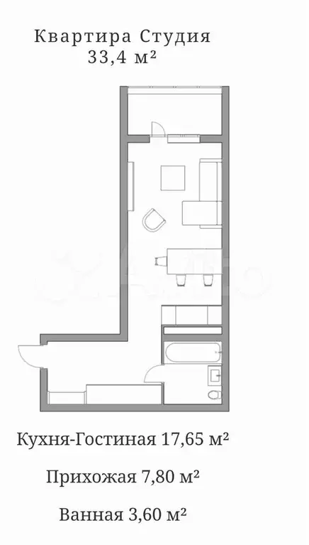 Квартира-студия, 22 м, 4/16 эт. - Фото 0
