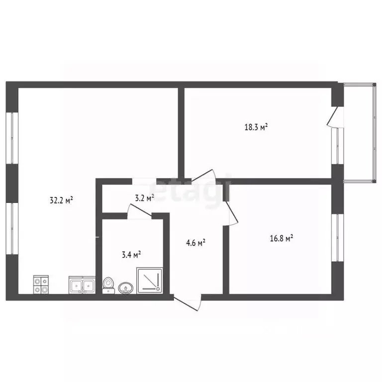 3-к кв. Башкортостан, Стерлитамак Революционная ул., 11 (78.5 м) - Фото 1