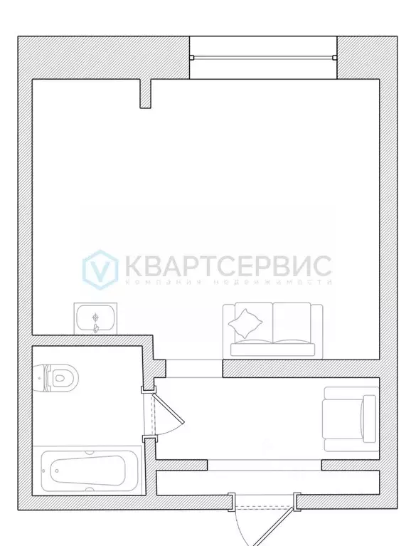 Студия Омская область, Омск Мельничная ул., 87к3 (29.1 м) - Фото 2