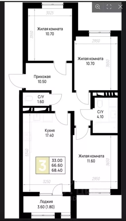 3-к кв. Краснодарский край, Анапа ул. Крылова, 15к2 (68.4 м) - Фото 1