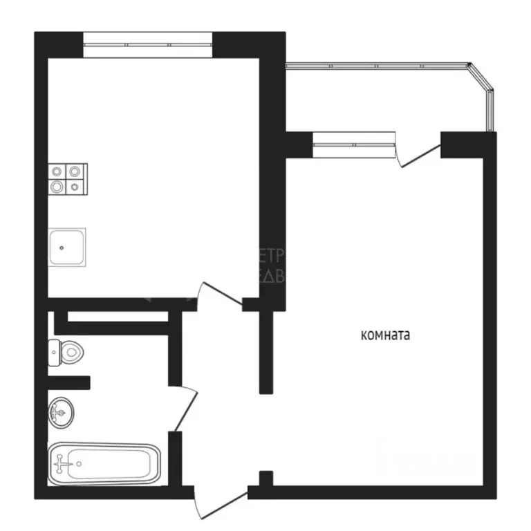 1-к кв. Тюменская область, Тюмень ул. Константина Посьета, 9 (40.0 м) - Фото 0