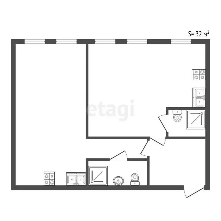 1к в 2-комнатной квартире (27 м) - Фото 0