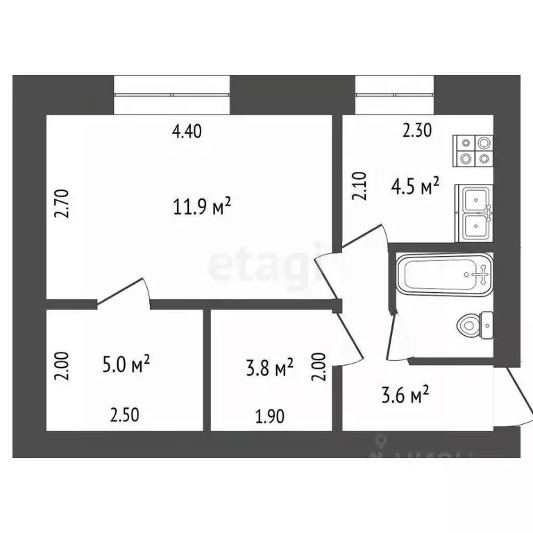 1-к кв. Орловская область, Орел ул. Цветаева, 6 (30.8 м) - Фото 1