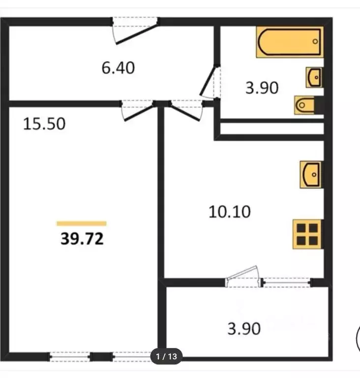 1-к кв. Самарская область, Самара просп. Масленникова, 14А (39.72 м) - Фото 1