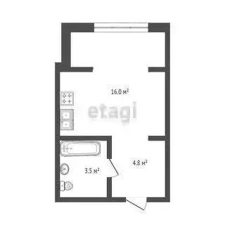 Квартира-студия: Ялуторовск, улица Свободы, 240 (21 м) - Фото 1