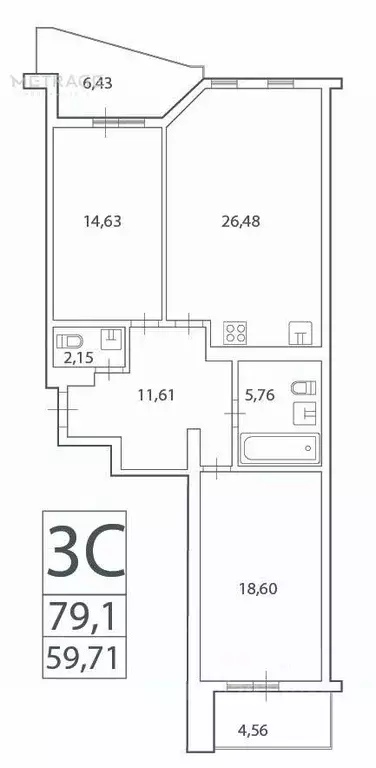 3-к кв. Новосибирская область, Новосибирск ул. Дуси Ковальчук, 248 ... - Фото 1