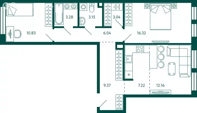 2-комнатная квартира: Уфа, жилой район Зелёная Роща, жилой комплекс ... - Фото 0