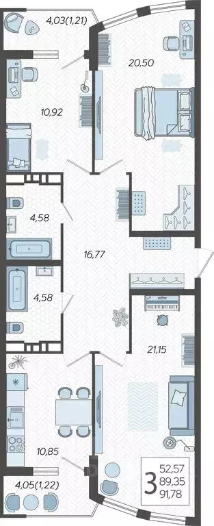 3-к кв. Краснодарский край, Краснодар Уральская ул., 100/6 (91.78 м) - Фото 1