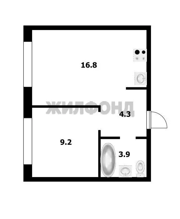 2-комнатная квартира: Новосибирск, Кедровая улица, 79 (34.2 м) - Фото 0