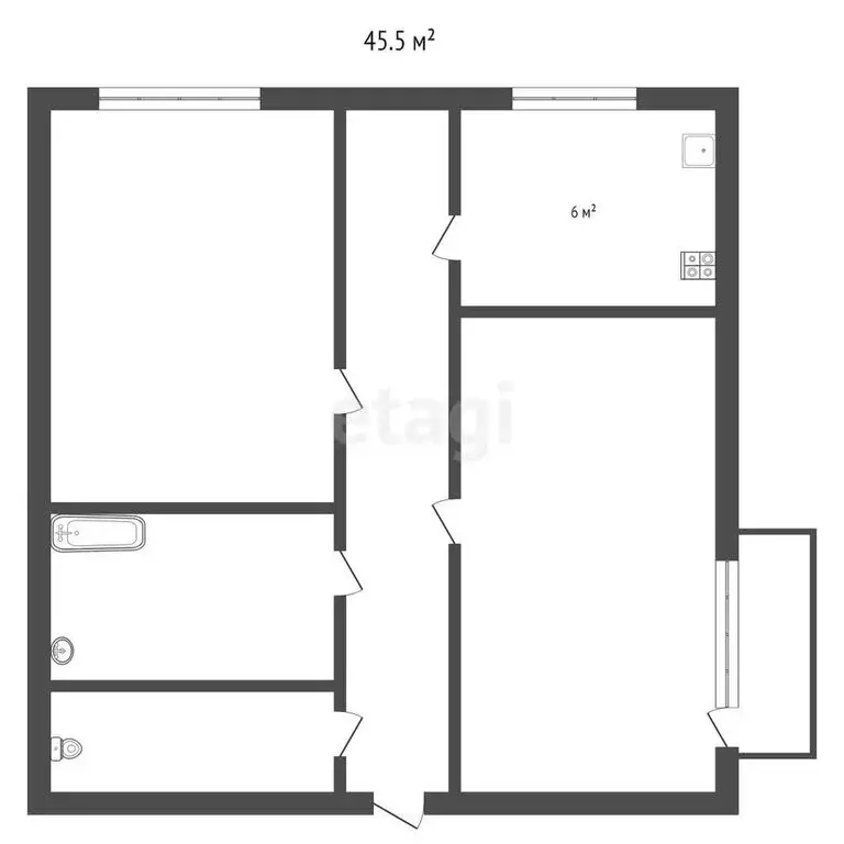 2-комнатная квартира: Ессентуки, улица Артёма Сергеева, 21 (45.5 м) - Фото 0
