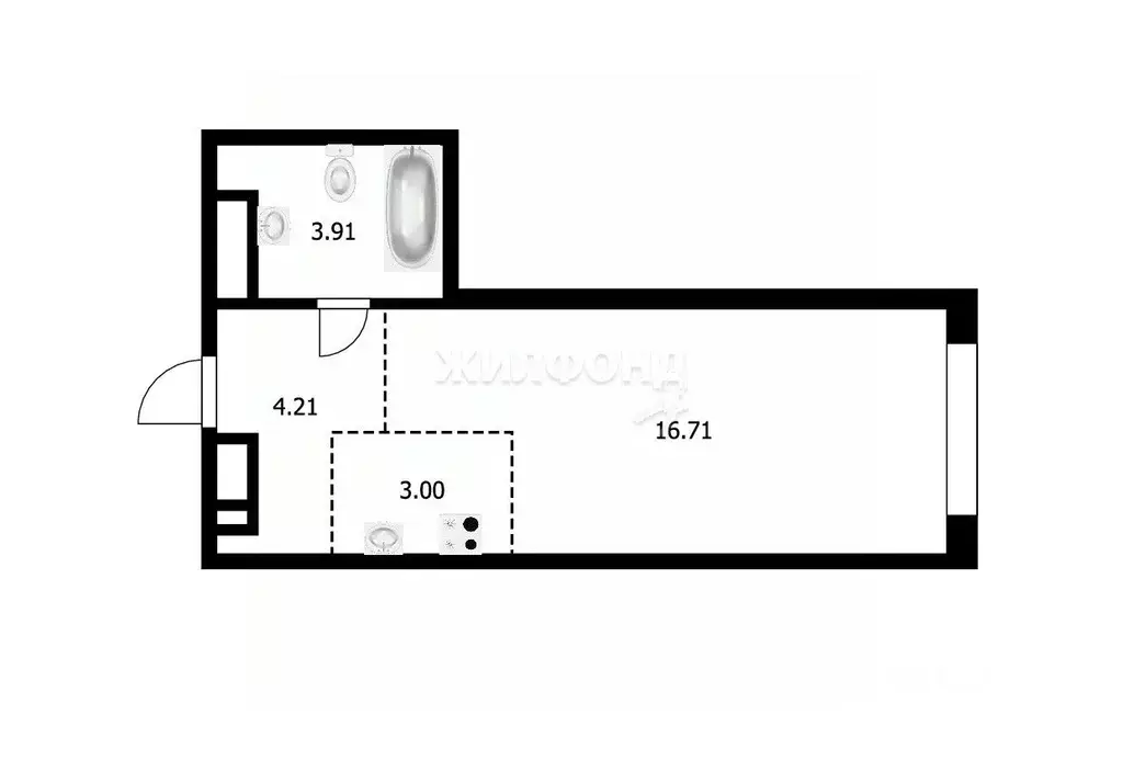 Студия Новосибирская область, Новосибирск Горская ул., 2/1 (27.83 м) - Фото 0