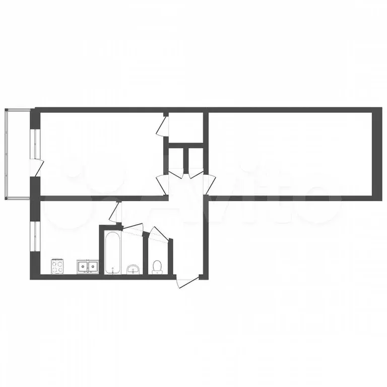2-к. квартира, 44,5 м, 1/5 эт. - Фото 0