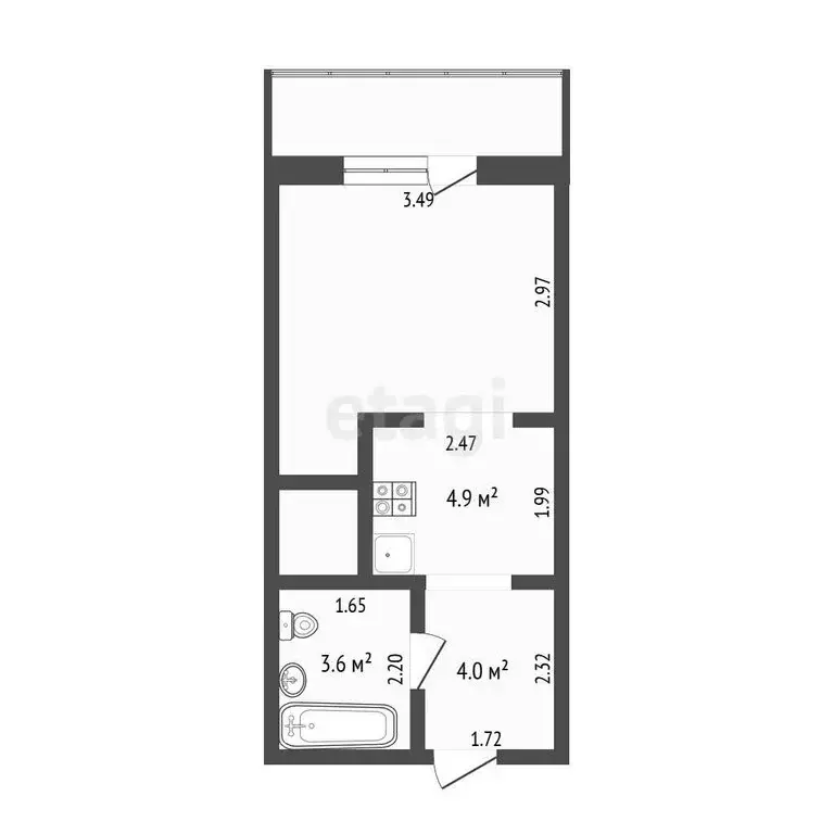 Квартира-студия: Тюмень, улица Вице-адмирала Воронцова, 3 (24 м) - Фото 1