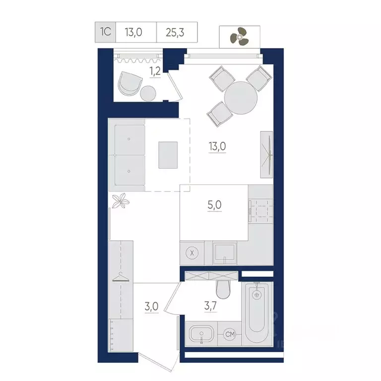 1-к кв. Башкортостан, Уфа ул. Евгения Столярова, 13 (25.3 м) - Фото 1