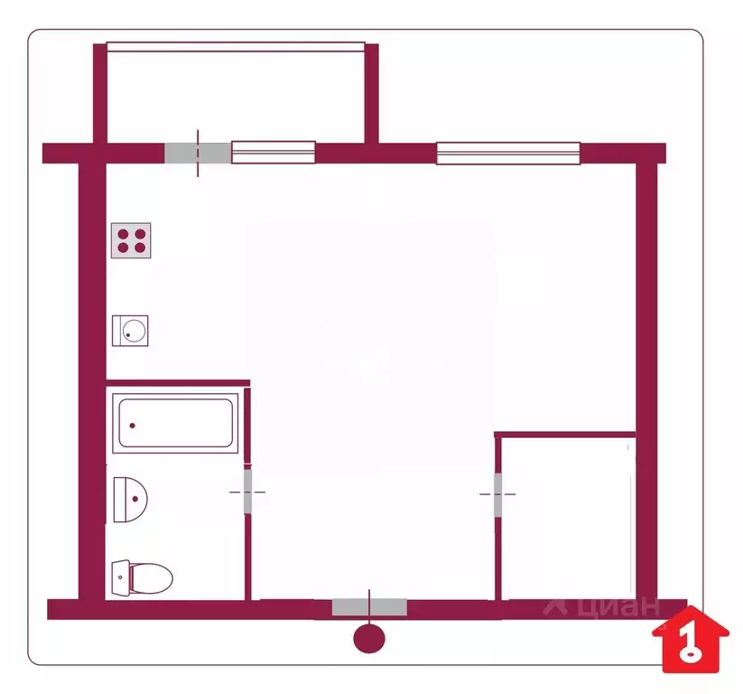 1-к кв. Омская область, Омск ул. Перелета, 32 (42.3 м) - Фото 1