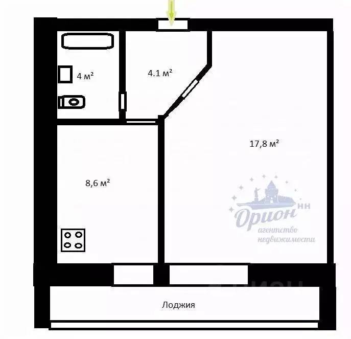 1-к кв. Нижегородская область, Кстово Зеленая ул., 22 (34.8 м) - Фото 1