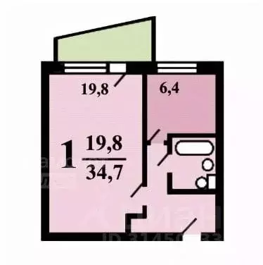 1-к кв. Москва ул. Корнейчука, 46 (34.7 м) - Фото 0