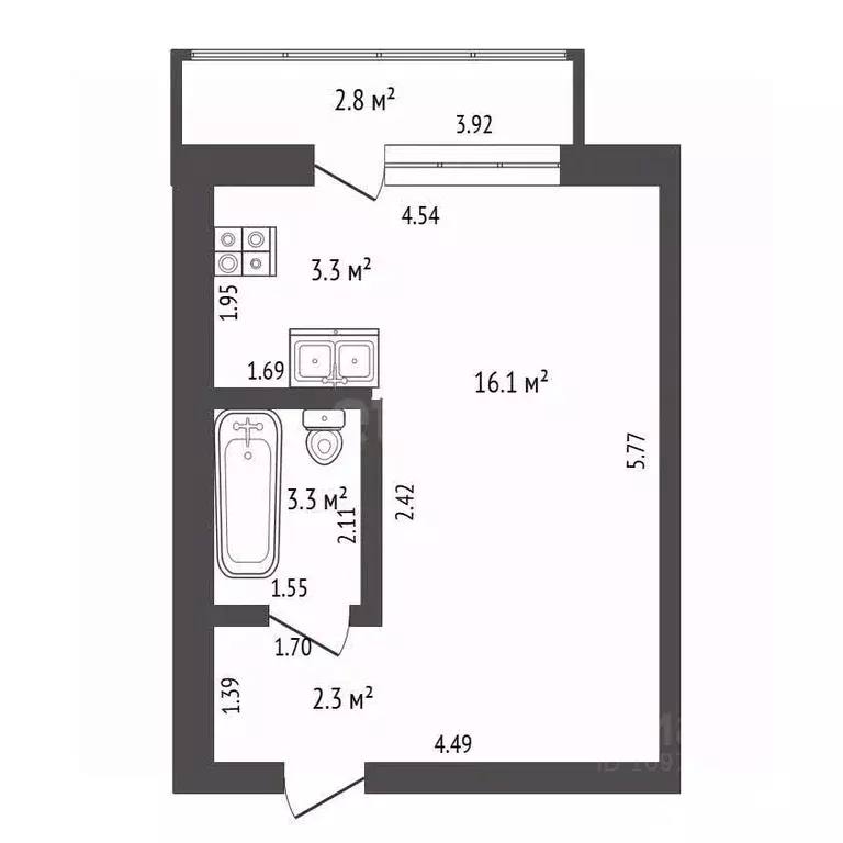 Студия Башкортостан, Стерлитамак ул. Тукаева, 14А (25.0 м) - Фото 2