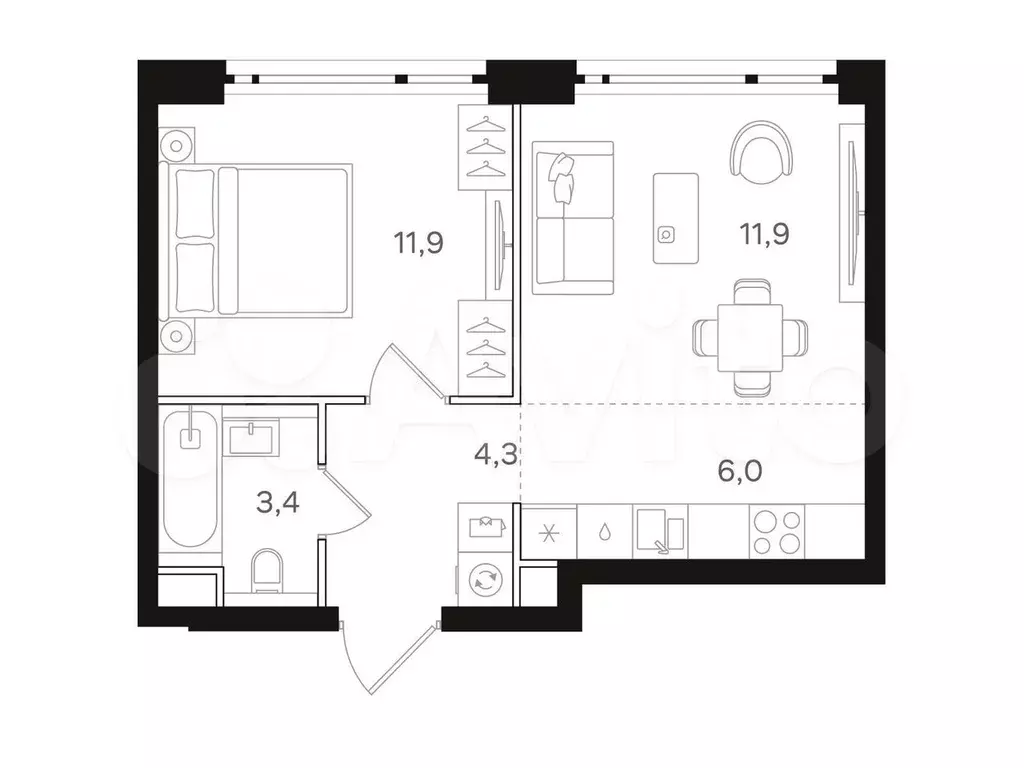 1-к. квартира, 37,5 м, 24/41 эт. - Фото 0