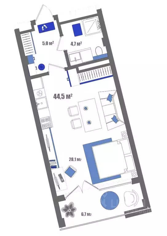 1-к кв. Крым, Судак ул. Набережная, 75 (44.5 м) - Фото 1