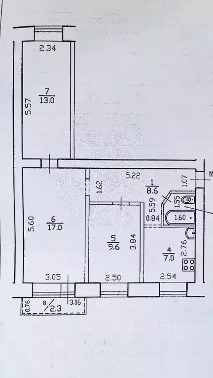 3-к кв. Башкортостан, Уфа Караидельская ул., 48 (57.5 м) - Фото 2