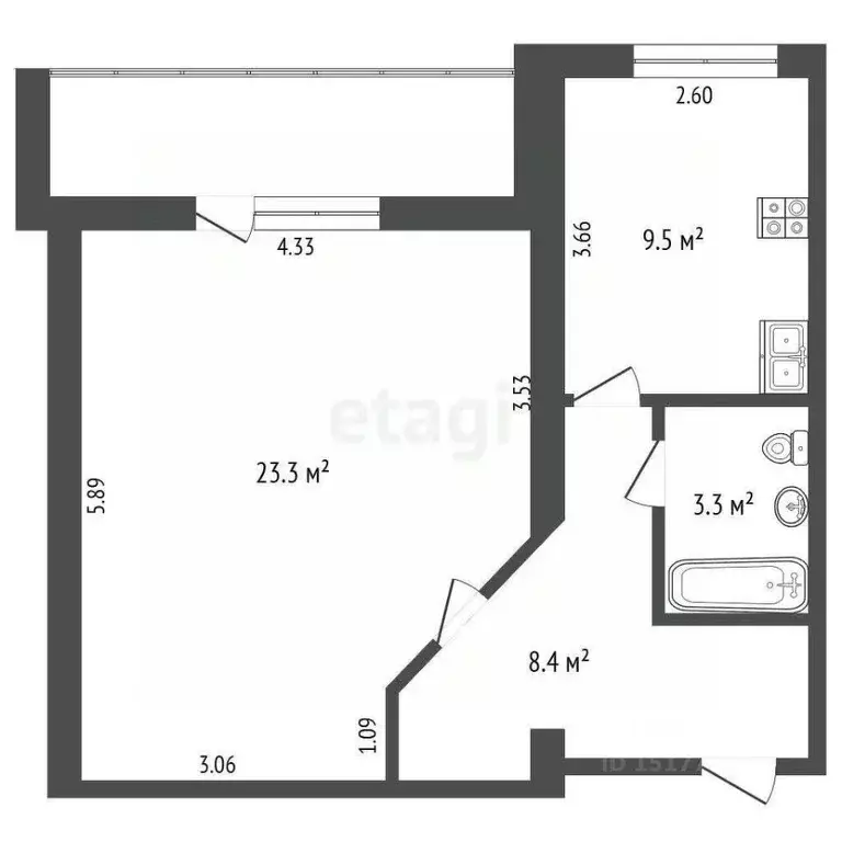 1-к кв. Ямало-Ненецкий АО, Новый Уренгой Юбилейный мкр, 4/2А (43.4 м) - Фото 1