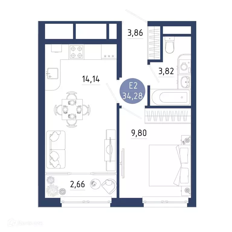 Продаётся 1-к квартира, 34.28 м - Фото 0