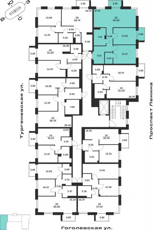 2-к кв. Тульская область, Тула Гоголевская ул., 43 (85.65 м) - Фото 1