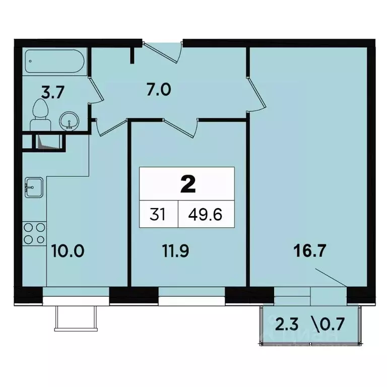 2-к кв. Москва Березовая аллея, 19к4 (48.3 м) - Фото 2