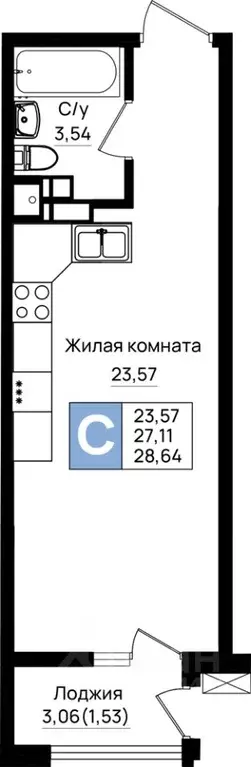 Студия Краснодарский край, Новороссийск 5-я Бригада мкр,  (28.64 м) - Фото 0
