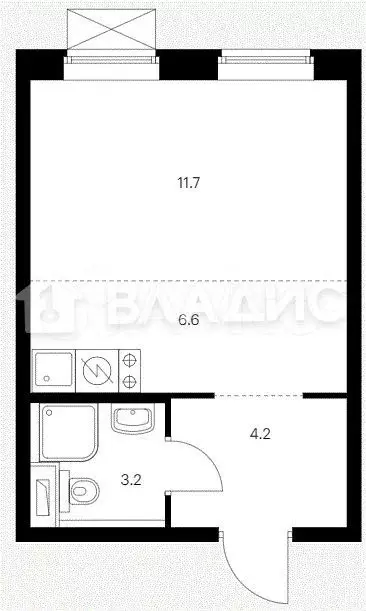 Квартира-студия, 25,7 м, 9/9 эт. - Фото 0