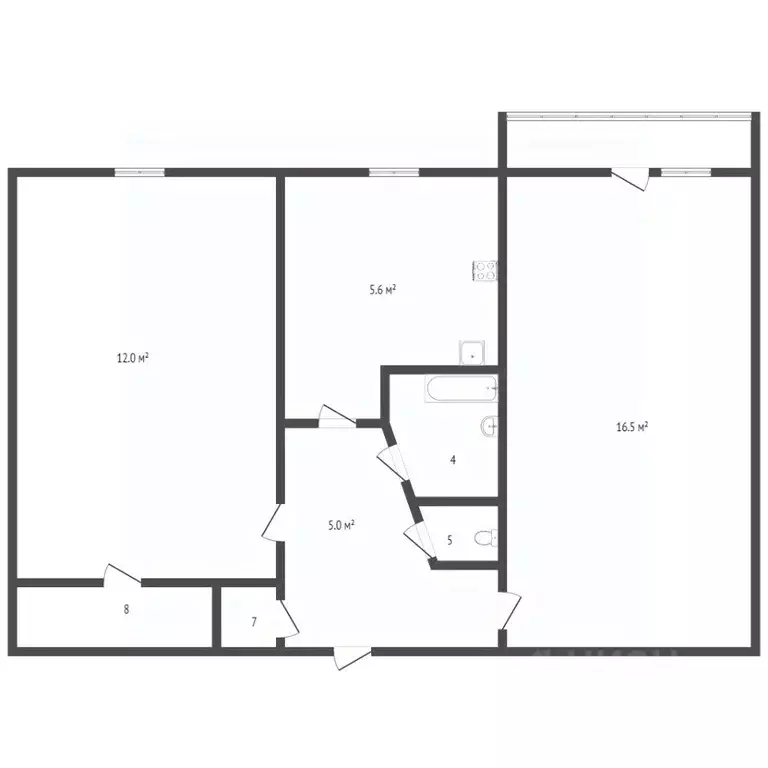 2-к кв. Амурская область, Благовещенск Станционная ул., 47 (47.6 м) - Фото 1