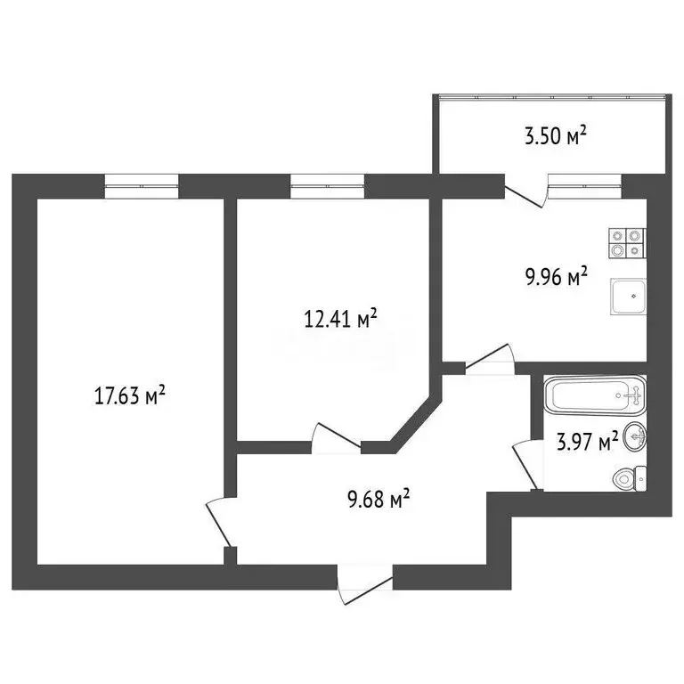 2-комнатная квартира: Ишим, улица Григорова, 24 (46.2 м) - Фото 1