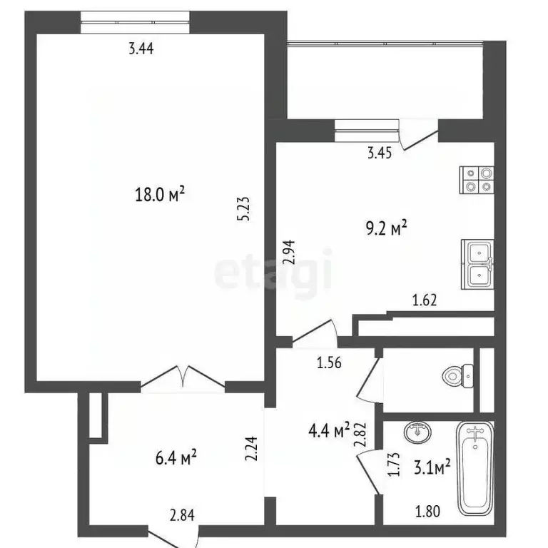 1-к кв. Калужская область, Калуга Анненки мкр, ул. Анненки, 38к1 (45.7 ... - Фото 1